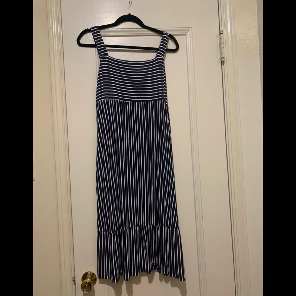 Gap black and white striped maternity maxi dress